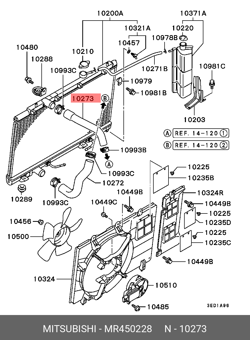 MR450228 MITSUBISHI HOSE,RADIATOR,UPR