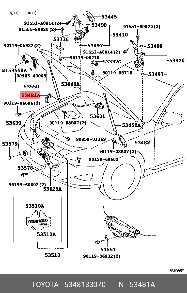 5348133070 TOYOTA КРОНШТЕЙН