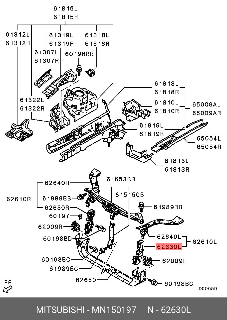 MN150197 MITSUBISHI PANEL,HEADLAMP SUPPORT,LH