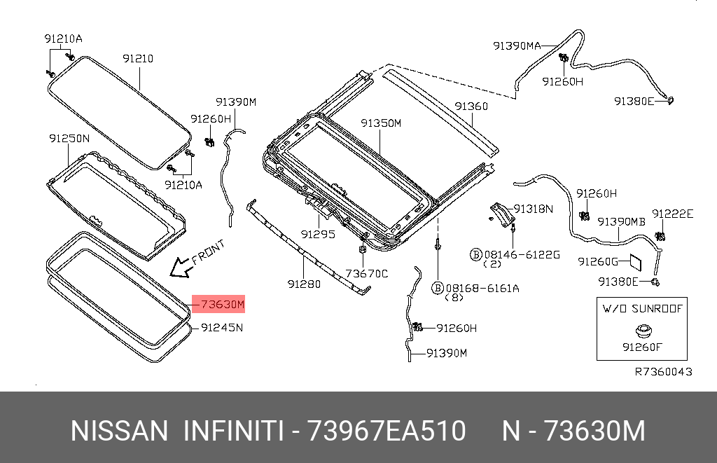 73967EA510 NISSAN КУЗОВНОЙ УПЛОТНИТЕЛЬ