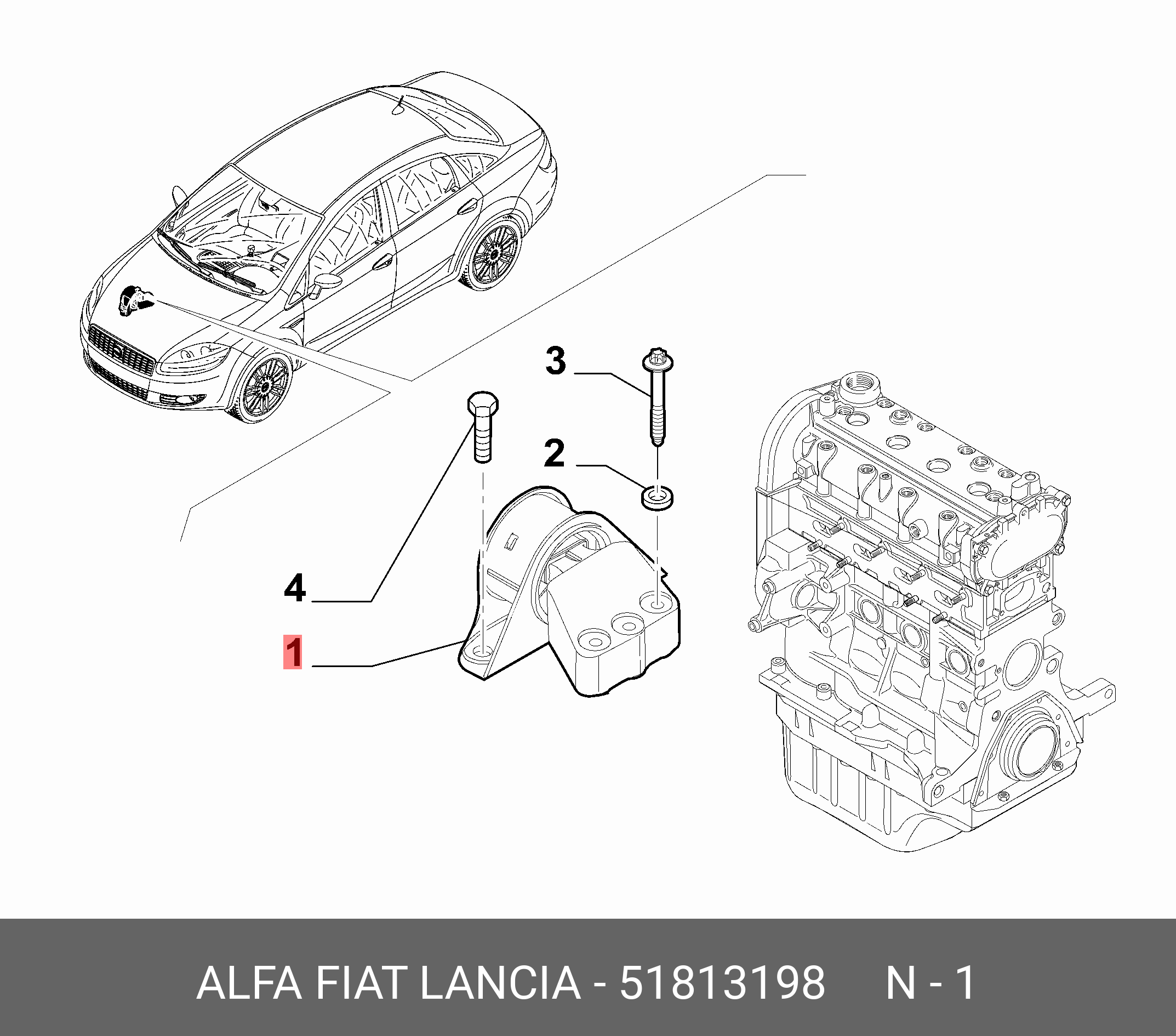 51813198 FIAT/ALFA/LANCIA Подвеска, двигатель