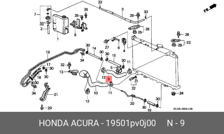 19501PV0J00 HONDA Патрубок резиновый