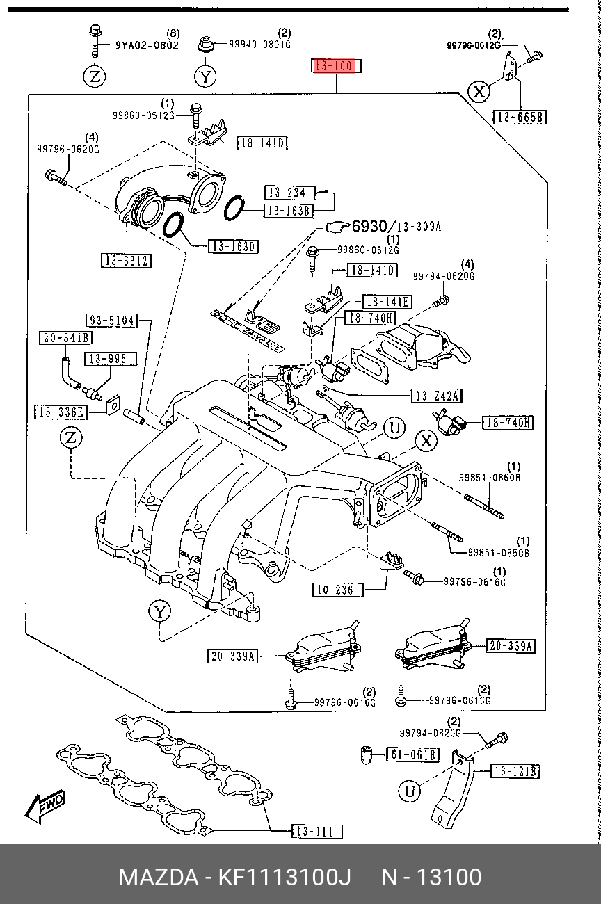 KF1113100J MAZDA MANIFOLD, INLET