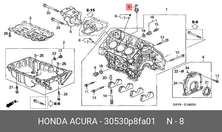 30530P8FA01 HONDA Датчик детонации