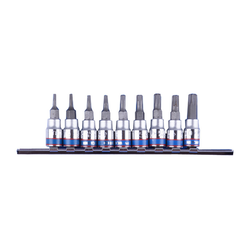 KING TONY Набор торцевых насадок 1/4"", Torx, Т8-Т40 мм, L = 37 мм, с отверстием, 9 предметов KING TONY 2119PR