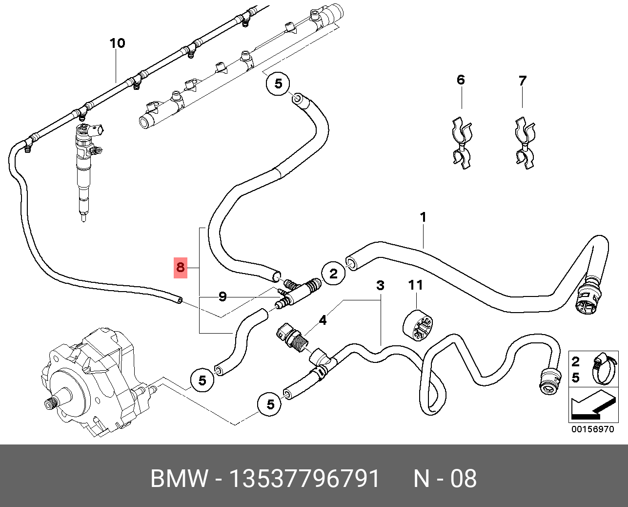 13537796791 BMW Возвратный топливопровод