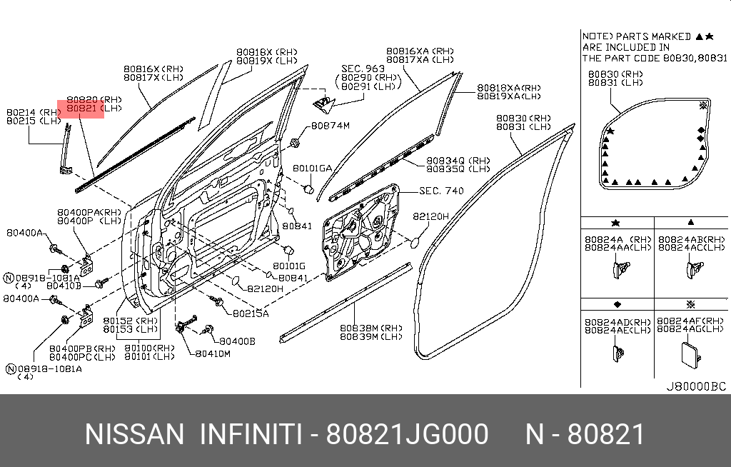 80821JG000 NISSAN МОЛДИНГ КУЗОВНОЙ