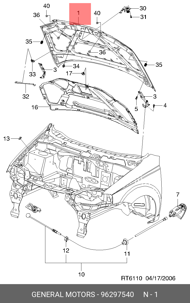 96297540 GENERAL MOTORS Капот