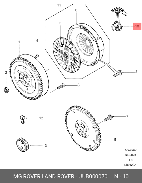 UUB000070 LAND ROVER Центральный выключатель, система сцепления