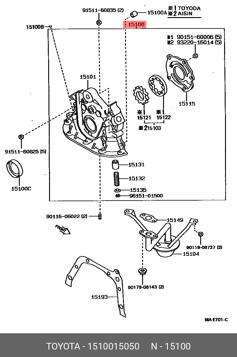 1510015050 TOYOTA НАСОС МАСЛЯНЫЙ