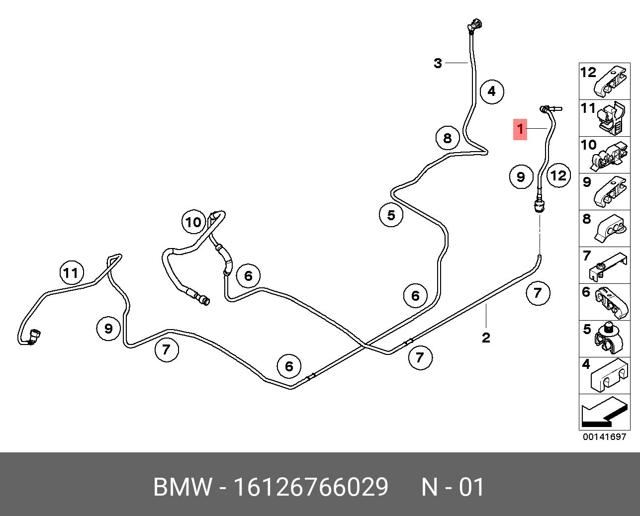 16126766029 BMW KRAFTSTOFFVORLAUFLEITUNG