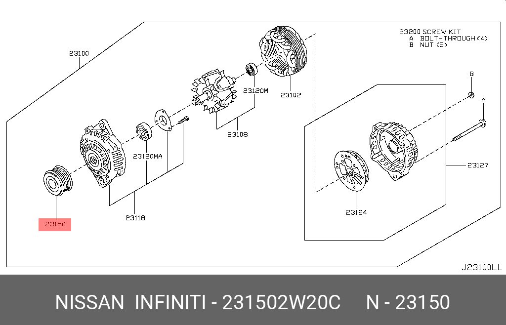 231502W20C NISSAN ШКИВ ГЕНЕРАТОРА