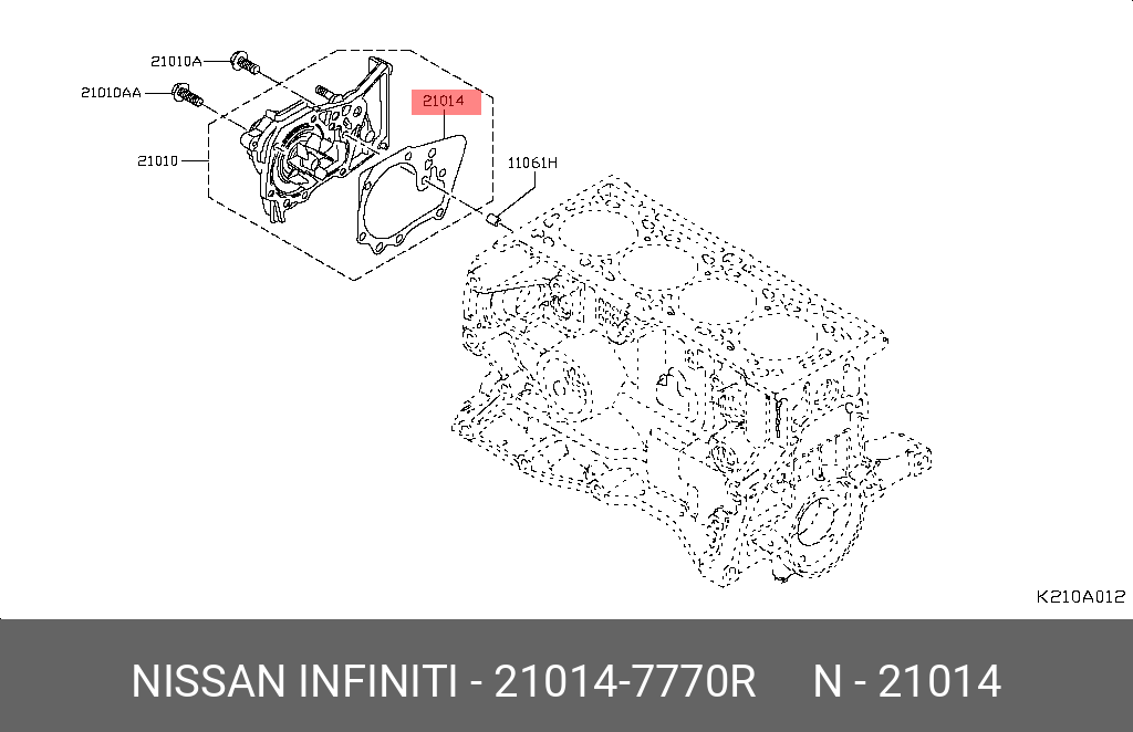 210147770R NISSAN Прокладка помпы системы охлаждения