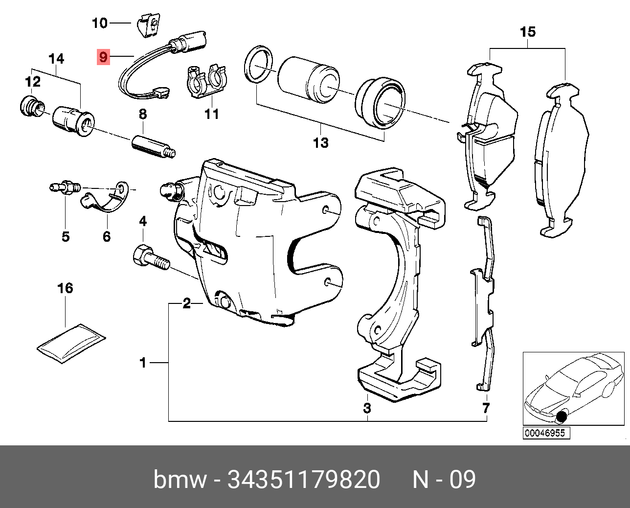 34351179820 BMW Датчик износа тормозных накладок