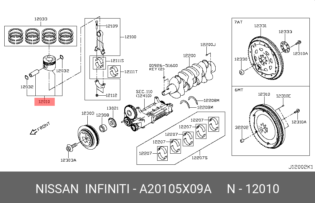 A20105X09A NISSAN ПОРШЕНЬ С ПАЛЬЦЕМ В