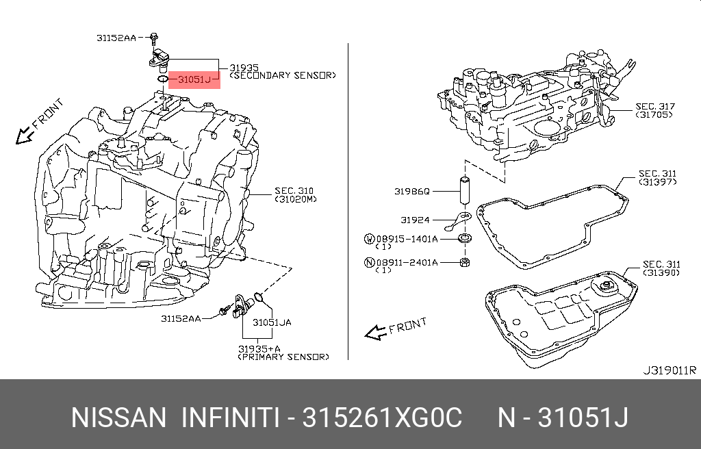 315261XG0C NISSAN КОЛЬЦО РЕЗИНОВОЕ