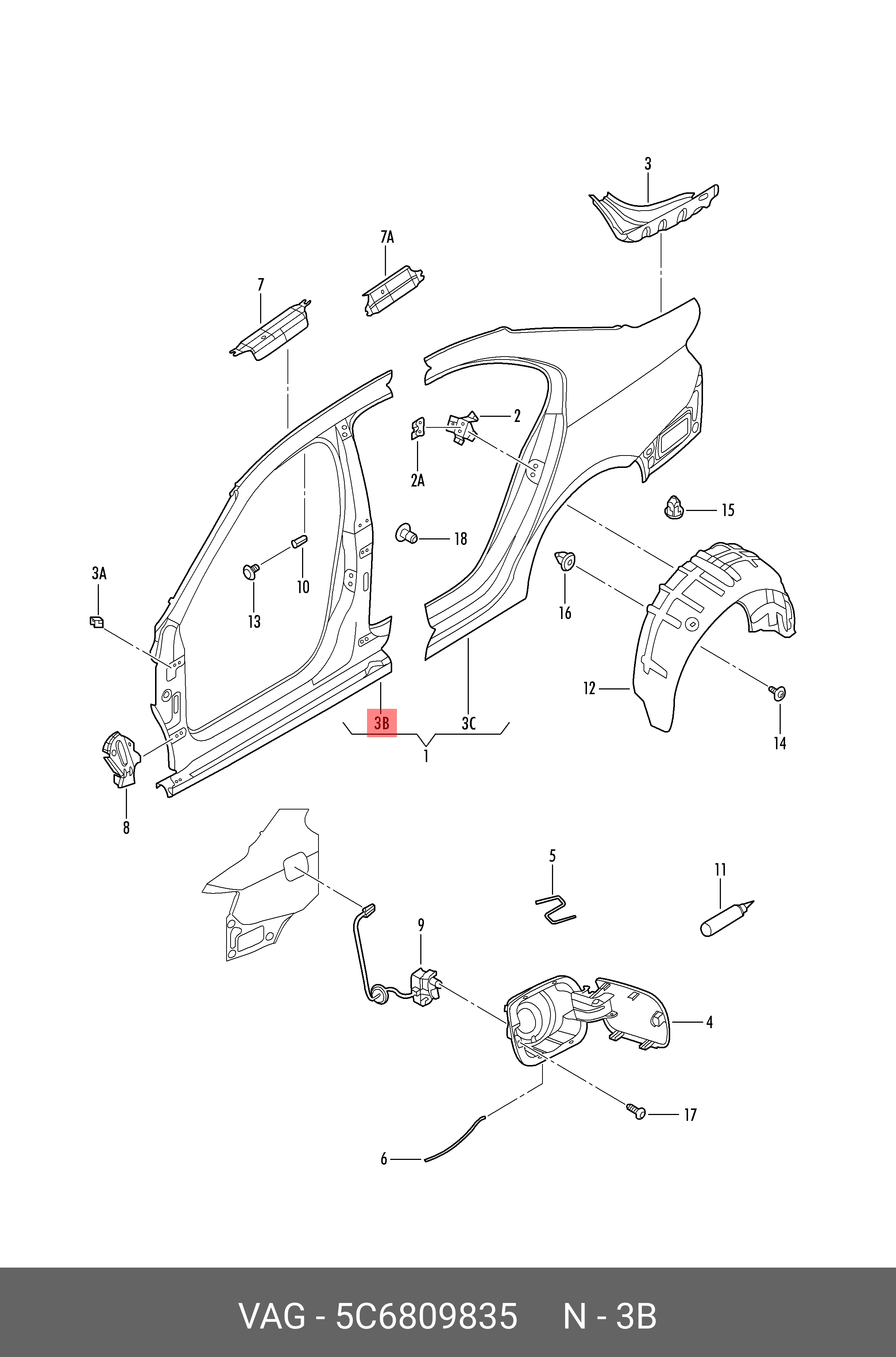 5C6809835 VAG Отрезная деталь