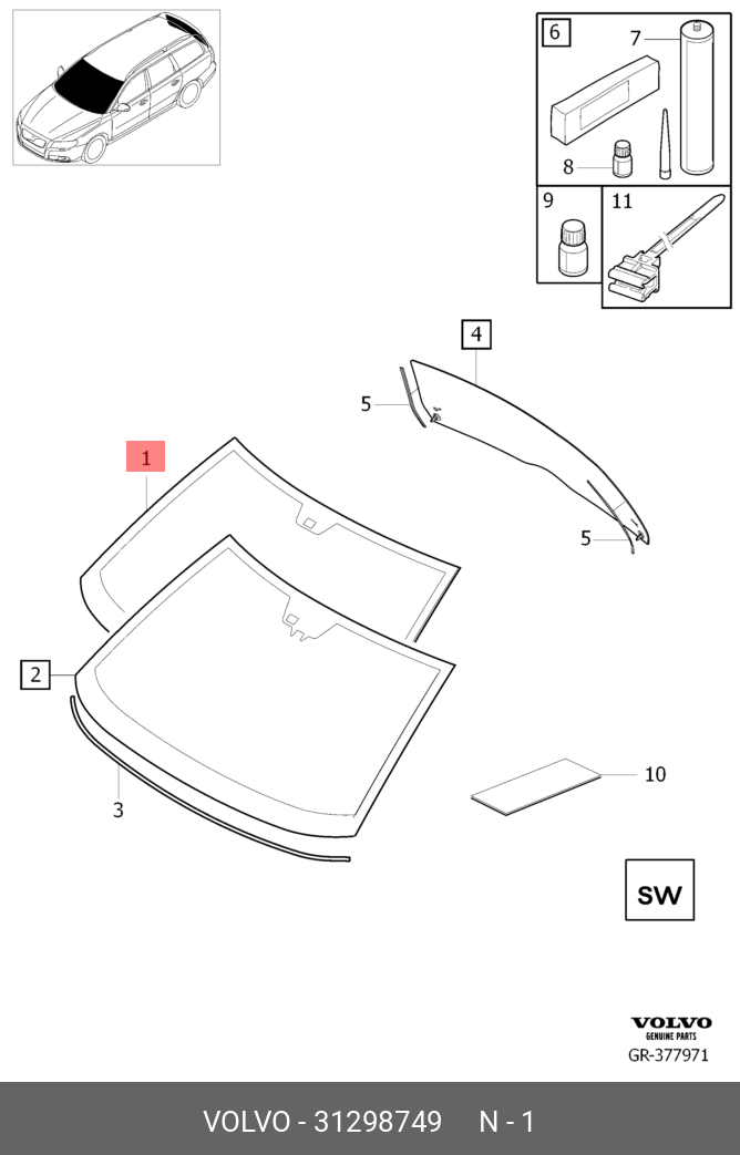 31298749 VOLVO Стекло лобовое с rs с сswindscreen