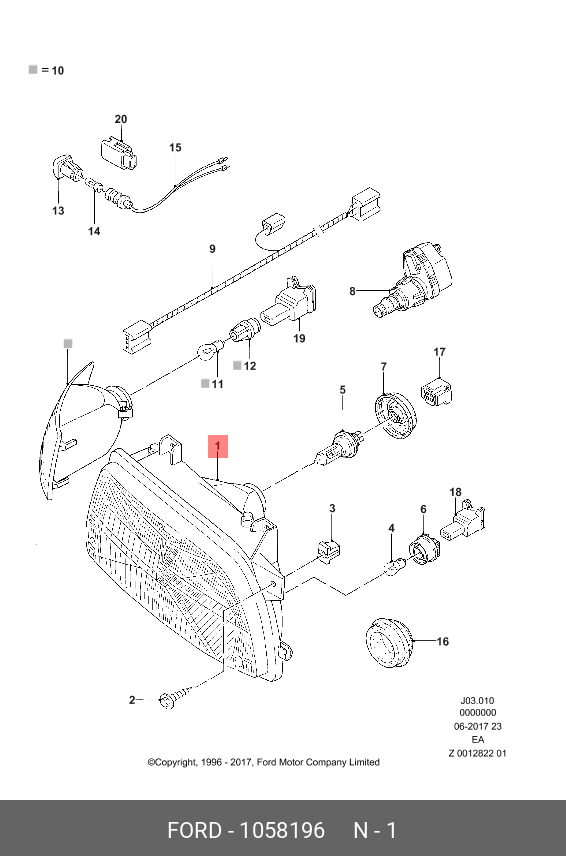 1058196 FORD Фара rh