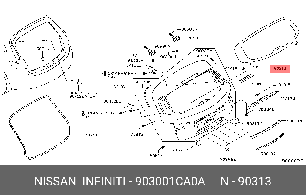 903001CA0A NISSAN СТЕКЛО ДВЕРИ ЗАДКА FX (S51)