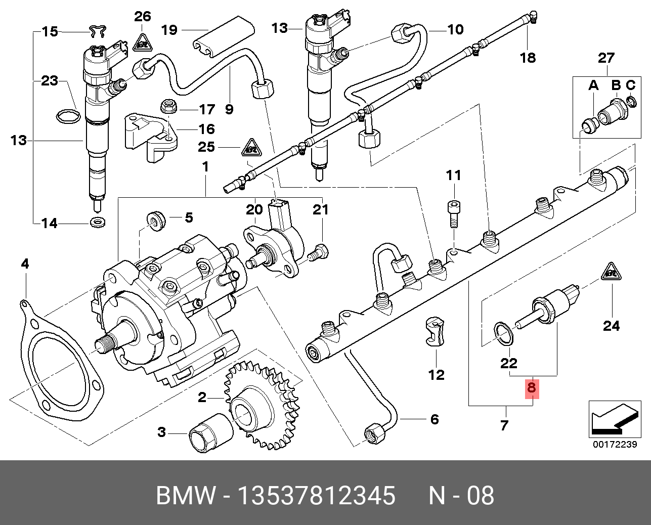 13537807228 BMW Трубопровод для слива просачив.топлива купить в интернет-магазин