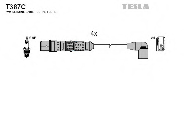 Комплект проводов зажигания TESLA T387C