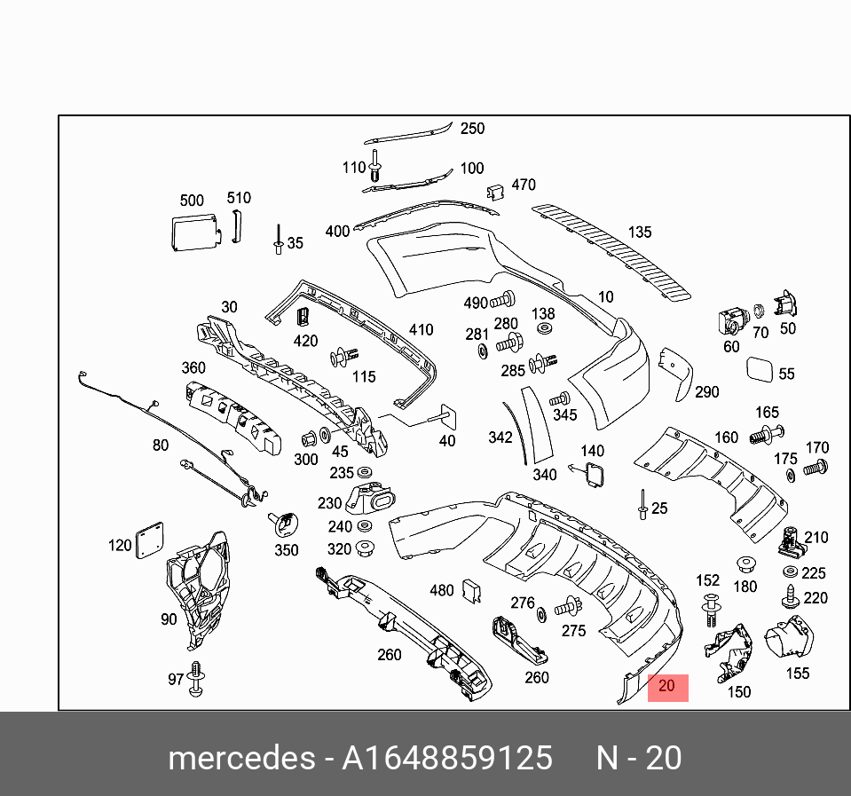 A1648859125 MERCEDES-BENZ обшивка бампера (НИЖНЯЯ ДЕТАЛЬ)