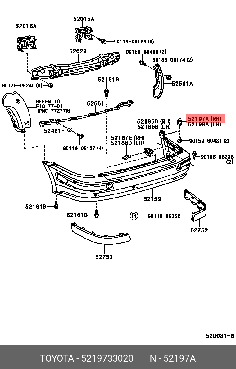 5219733020 TOYOTA КРОНШТЕЙН БАМПЕРА