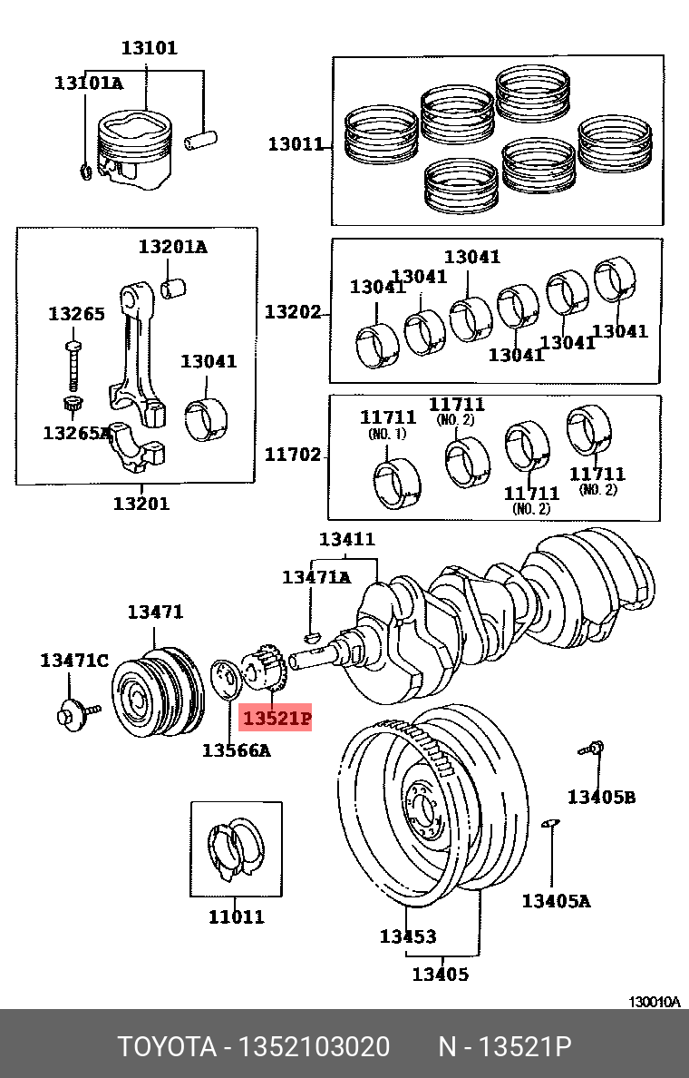 1352103020 TOYOTA Шестерня ГРМ - газораспределительного механизма