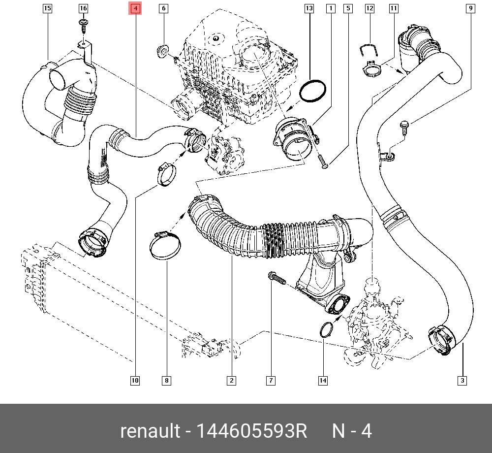 144605593R RENAULT ПАТРУБОК ВОЗД ФИЛЬТРА (ПЛАС)
