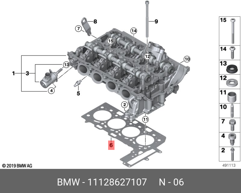 11128627107 BMW ZYLINDERKOPFDICHTUNG ASBESTFREI