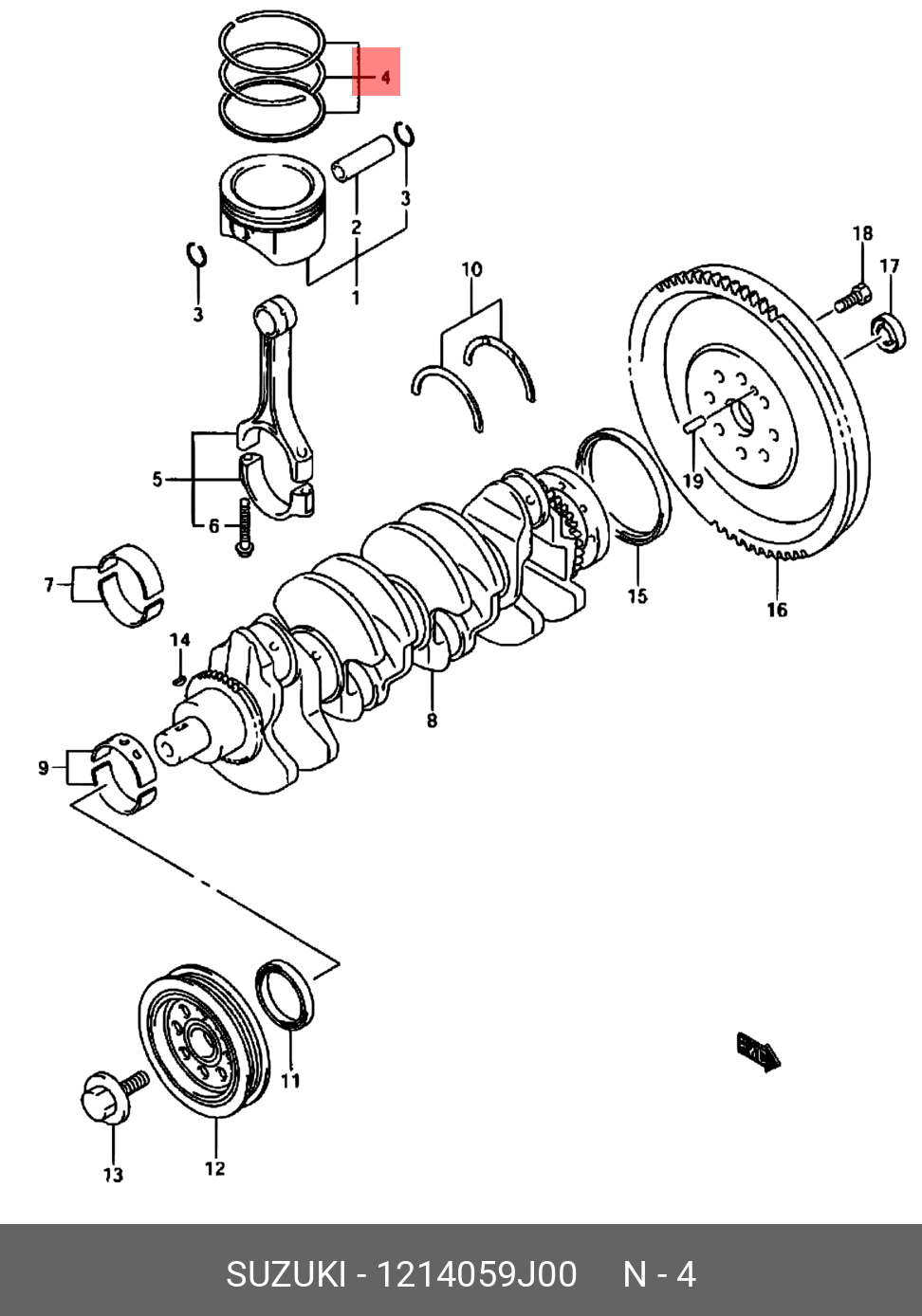 1214059J00 SUZUKI КОЛЬЦА ПОРШНЕВЫЕ