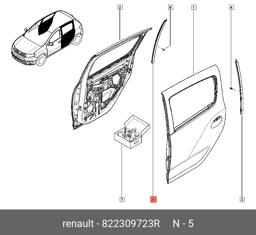 822309723R RENAULT НАПРАВЛЯЮЩАЯ СТЕКЛ
