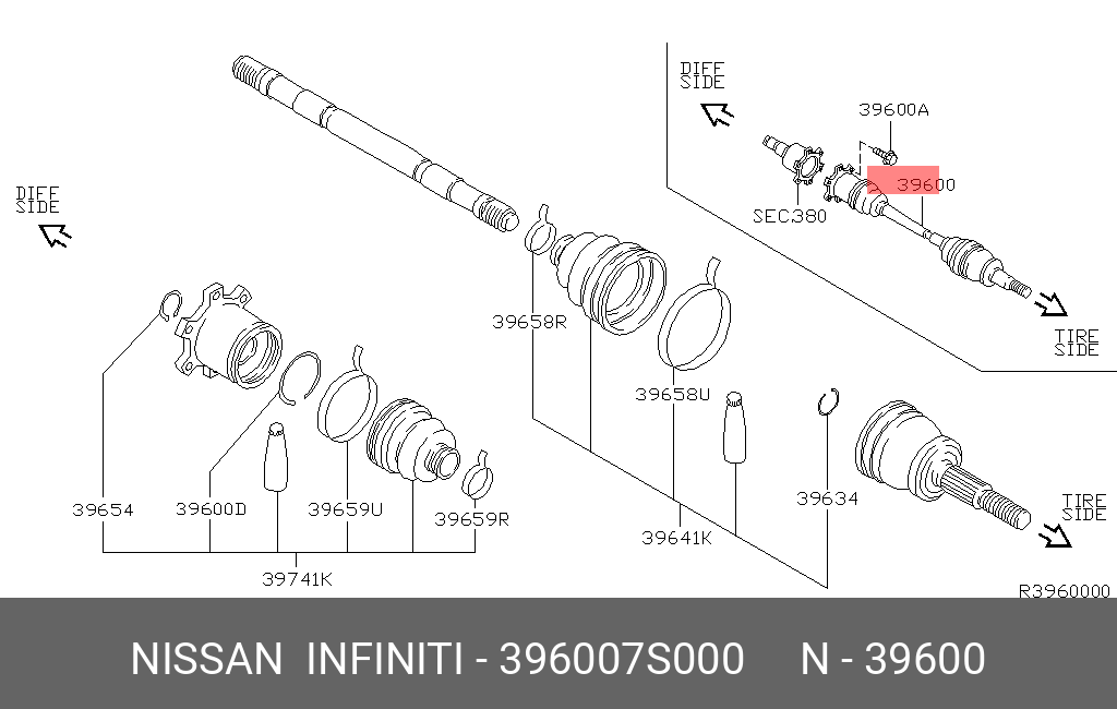396007S000 NISSAN ВАЛ ПРИВОДНОЙ