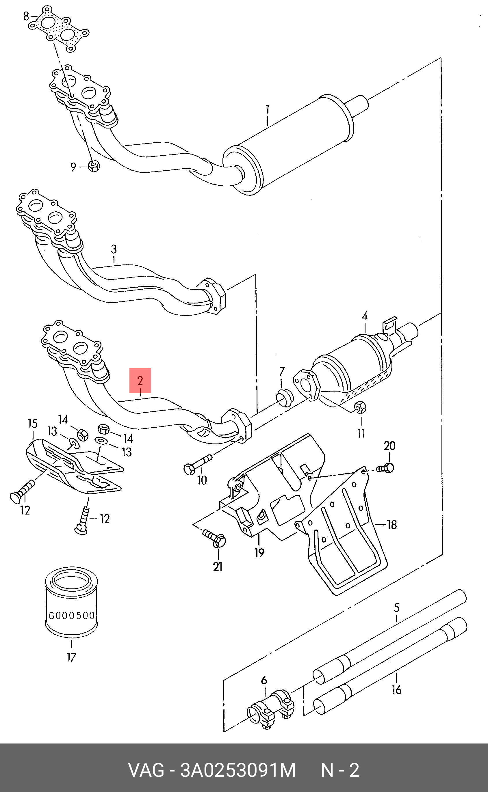 3A0253091M VAG Труба выхлопного газа
