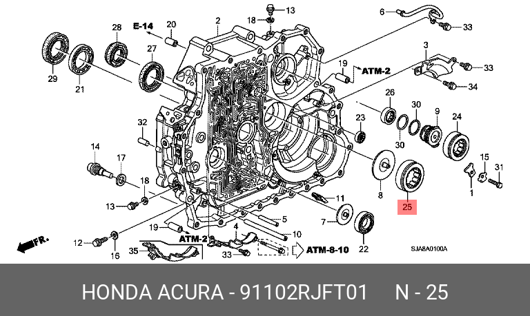 91102RJFT01 HONDA ПОДШИПНИК, ИГОЛЬЧАТЫЙ, 40.5X74X24