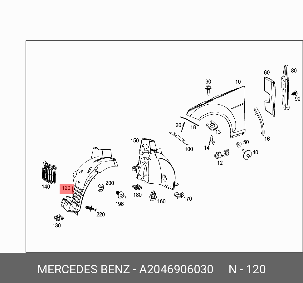 2046906030 MERCEDES-BENZ накладка колесной арки