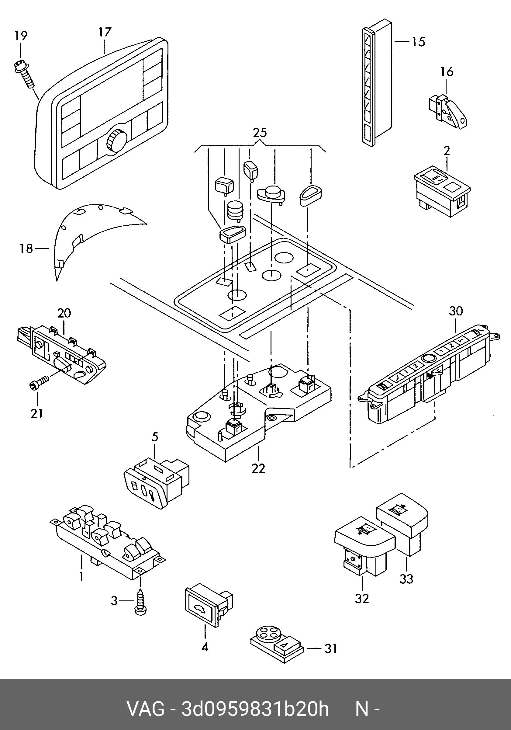 3D0959831B20H VAG Кнопка открывания крышки багажника