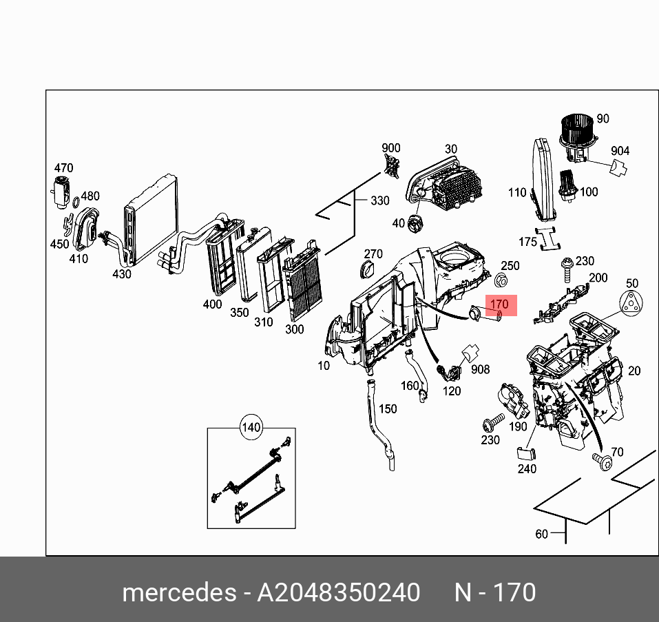 A2048350240 MERCEDES-BENZ ФИТИНГ КОРПУСА ОТОПИТЕЛЯ