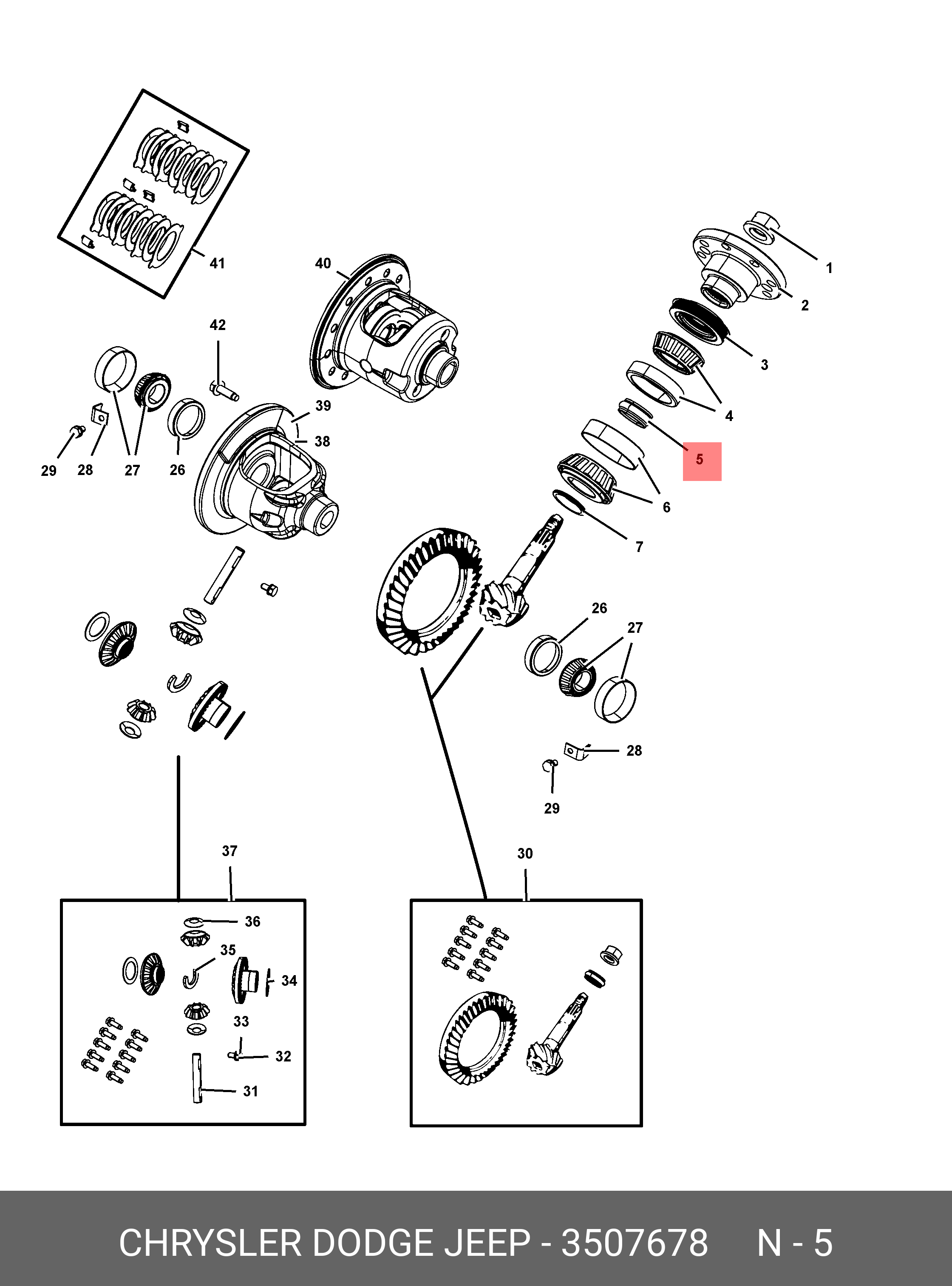 3507678 MOPAR PARTS SPACER, DRIVE PINION BEARING ADJUSTER
