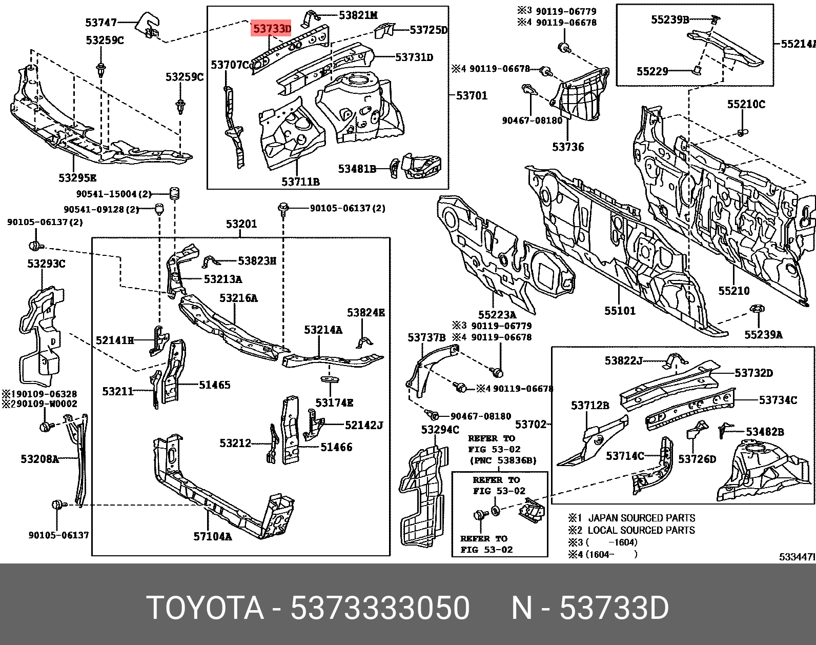 5373333050 TOYOTA УСИЛИТЕЛЬ КРЫЛА