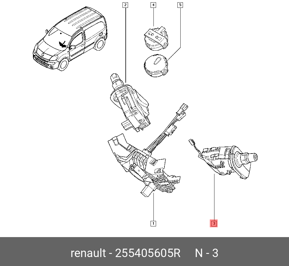 255405605R RENAULT ПЕРЕКЛЮЧАТЕЛЬ ПОДРУЛЕВОЙ УПР СВЕТ купить в  интернет-магазине AvtoTO