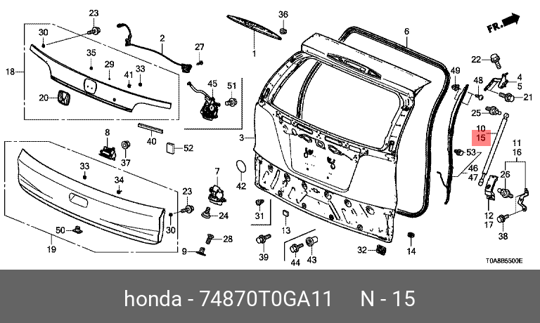 74870T0GA11 HONDA Амортизатор 5й двери газовый