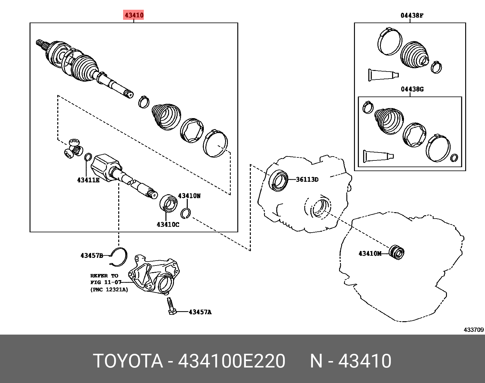 434100E220 TOYOTA Вал привода колеса в сборе с ШРУСами