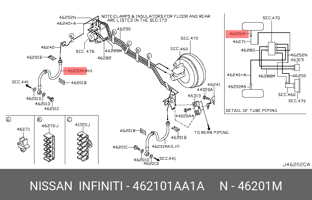 462101AA1A NISSAN Шланг тормозной NISSAN MURANO 10- передний правый
