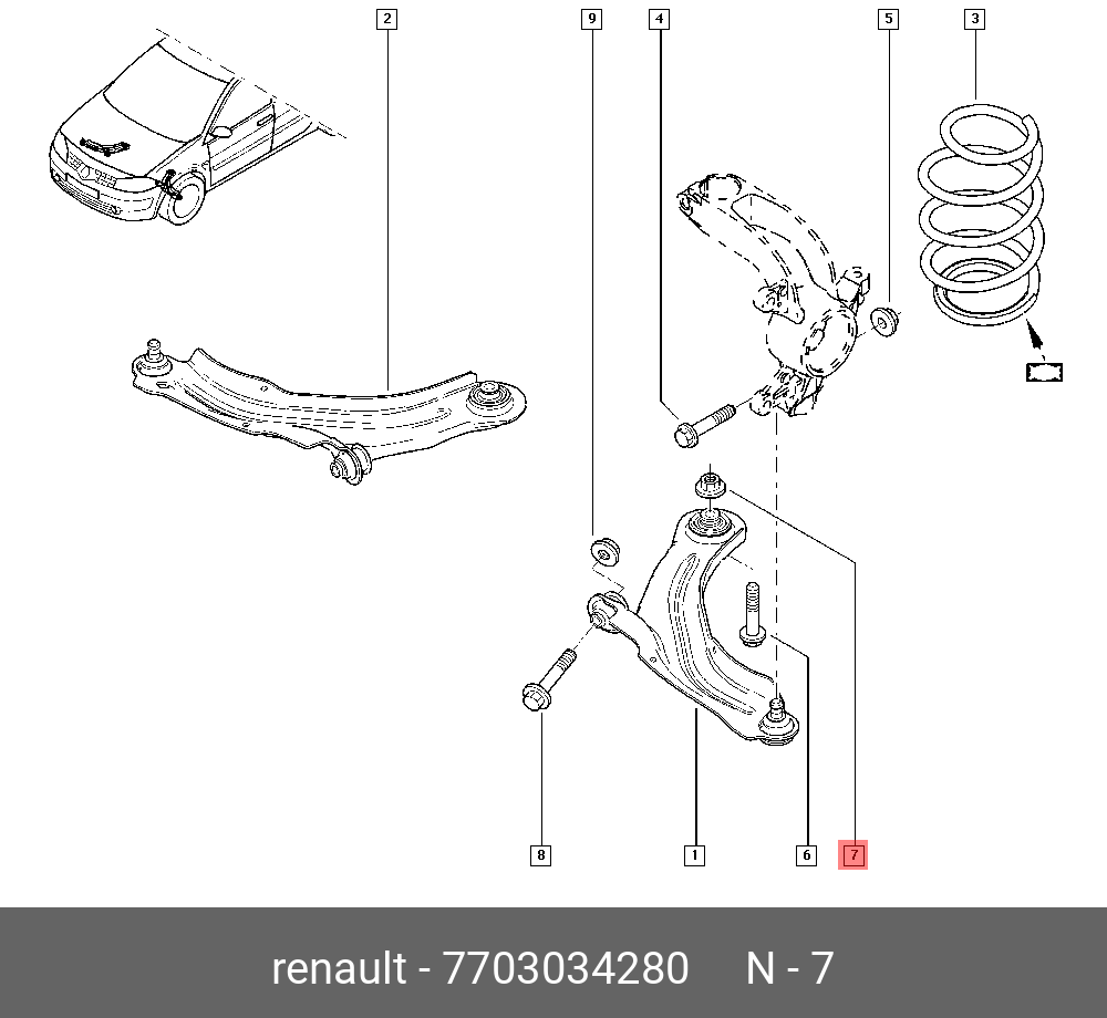 7703034280 RENAULT Гайка м12 7703034280 RENAULT Гайка м12