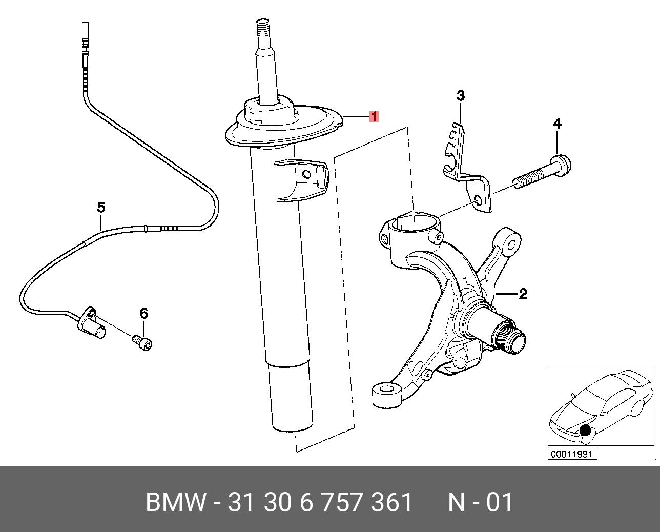 31306757361 BMW Амортизационная стойка Л Пд