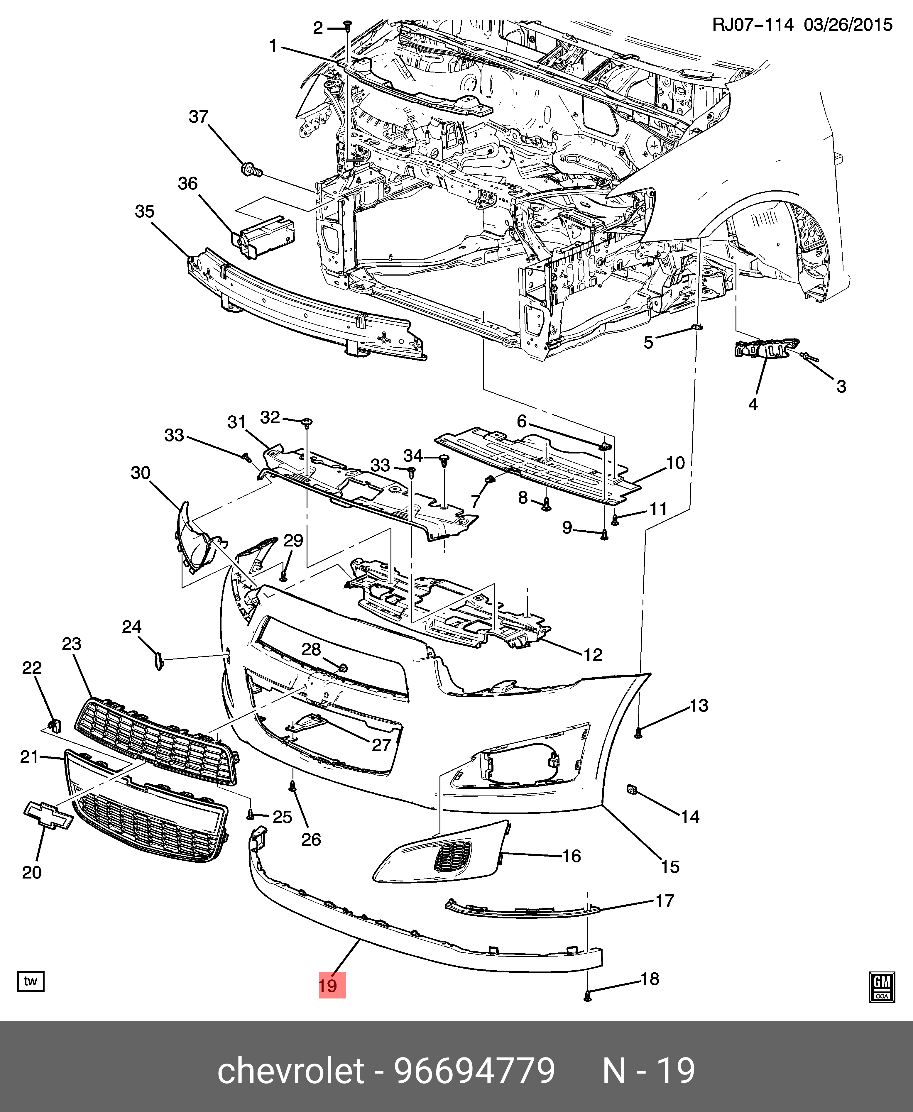 96694779 DAEWOO Накладка бампера