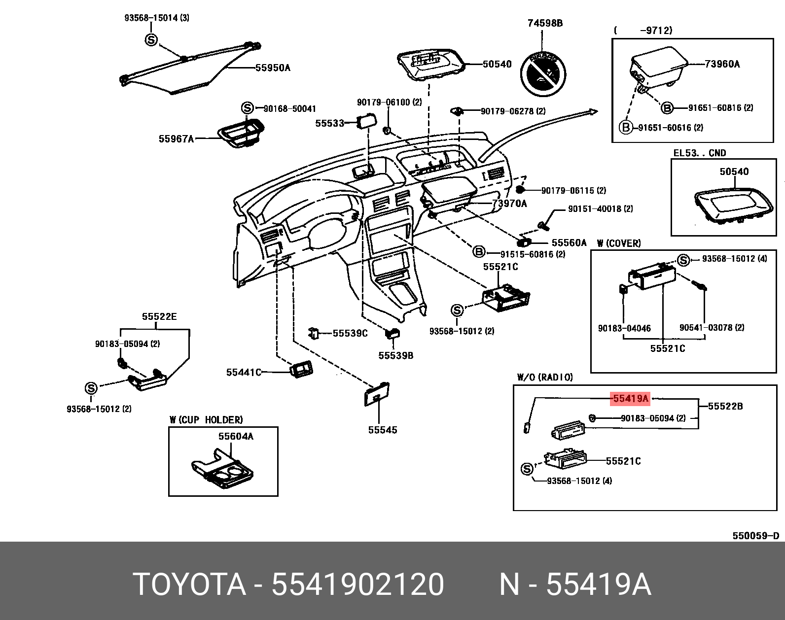 5541902120 TOYOTA CUSHION, INSTRUMENT CLUSTER FINISH PANEL