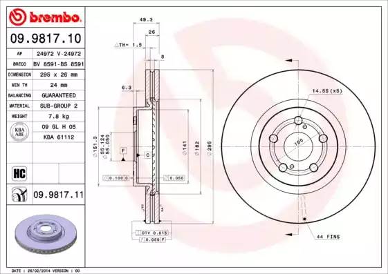 09981711 BREMBO Тормозной диск